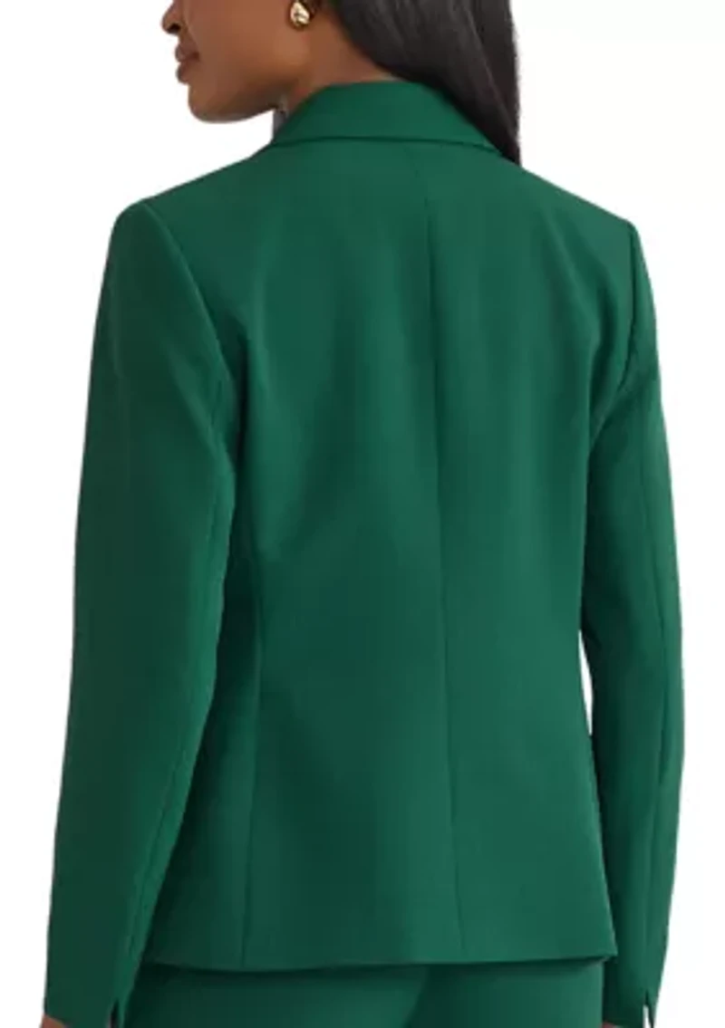 Petite Stretch Crepe One Button Peak Lapel Jacket
