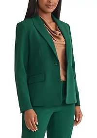 Petite Stretch Crepe One Button Peak Lapel Jacket
