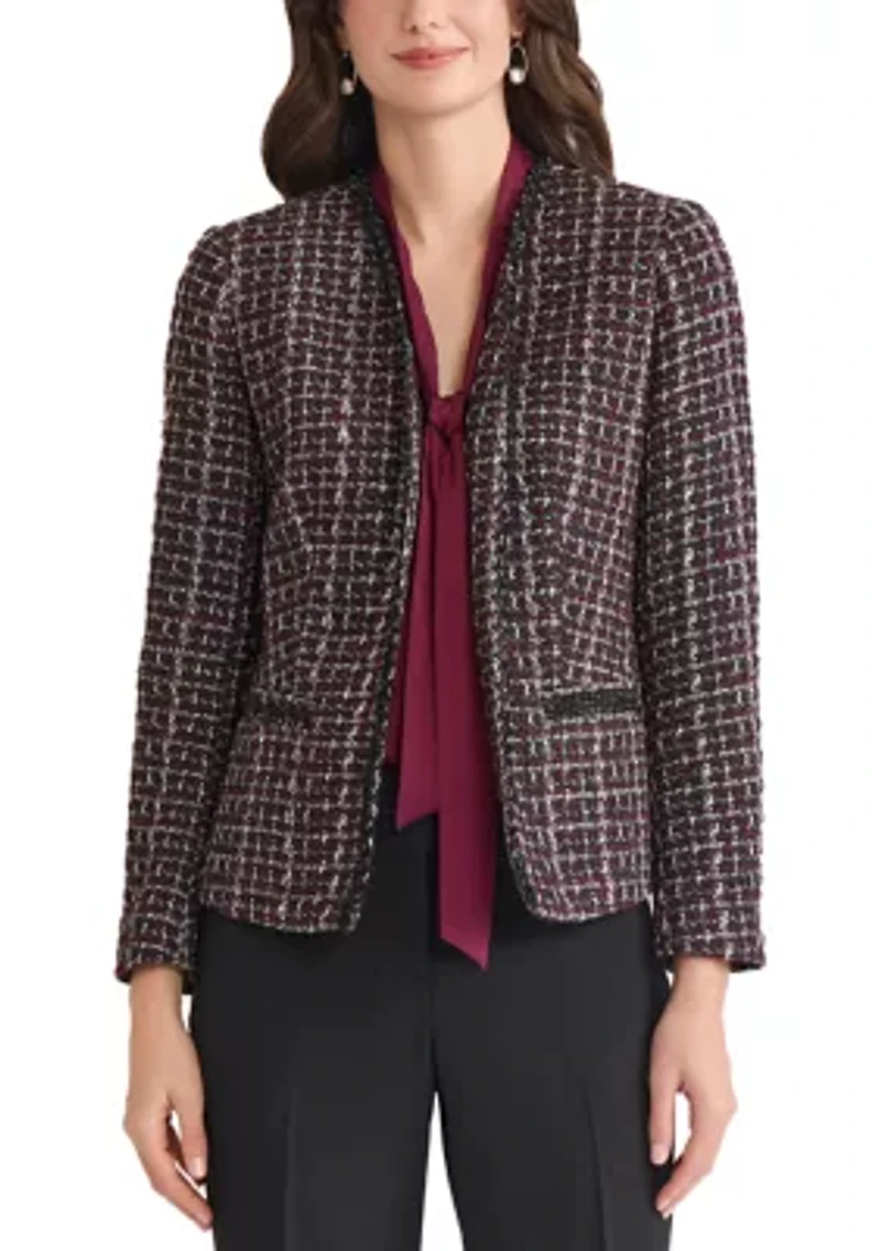 Women's Tweed Open Front Framed Jacket
