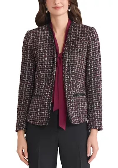 Women's Tweed Open Front Framed Jacket