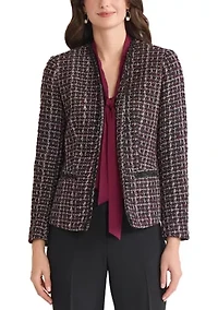 Women's Tweed Open Front Framed Jacket