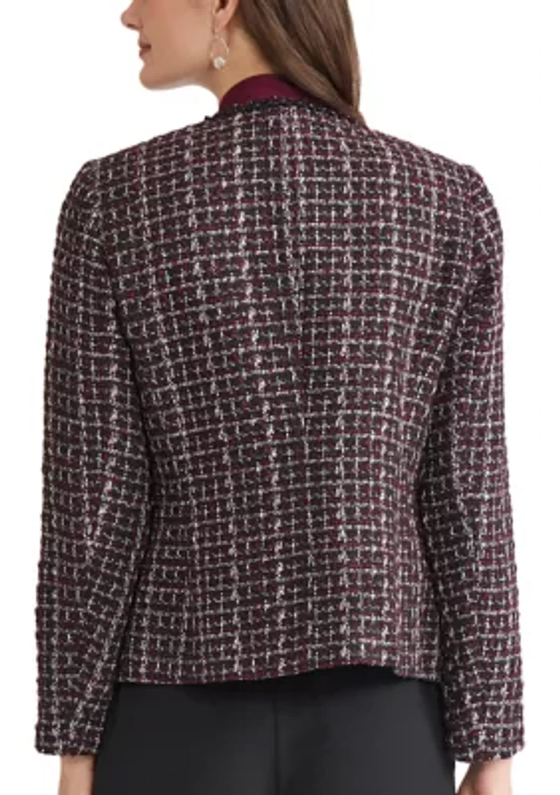 Women's Tweed Open Front Framed Jacket