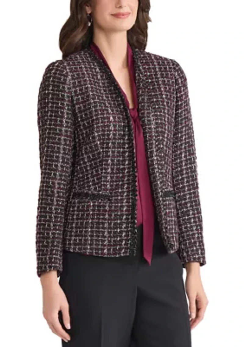 Women's Tweed Open Front Framed Jacket