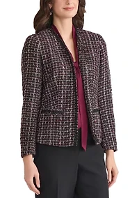 Women's Tweed Open Front Framed Jacket