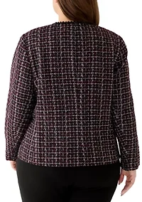 Plus Tweed Open Front Framed Jacket