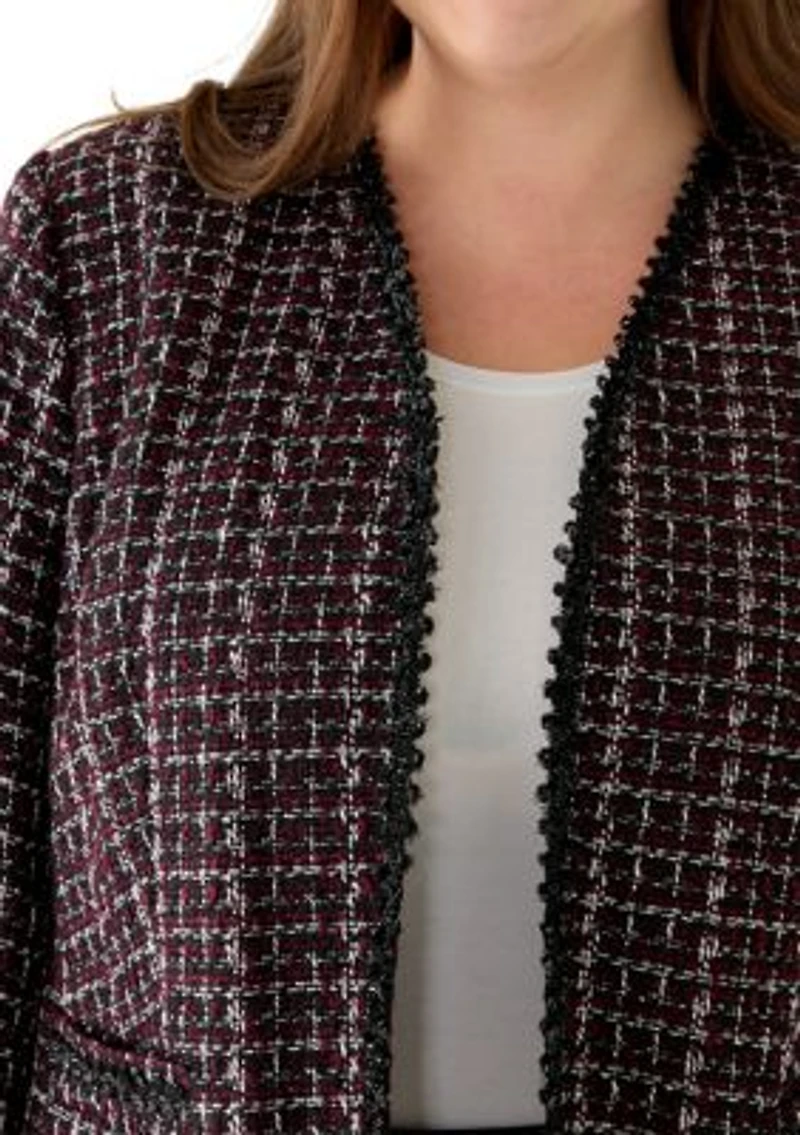Plus Tweed Open Front Framed Jacket