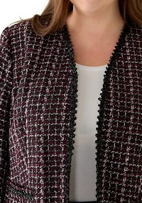 Plus Tweed Open Front Framed Jacket