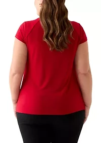 Plus Cap Sleeve Cowl Neck Knit Top