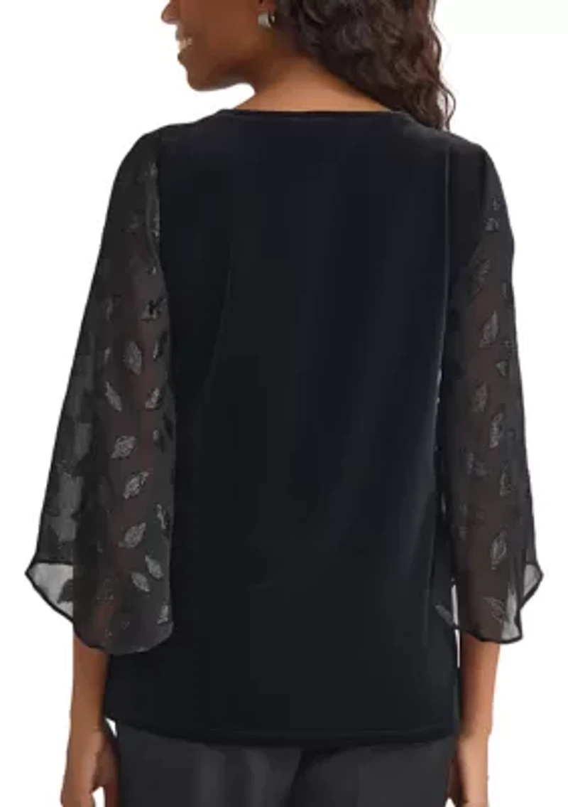 Women's Mixed Media Velvet Top