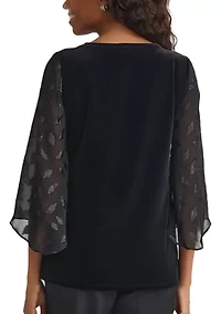 Women's Mixed Media Velvet Top
