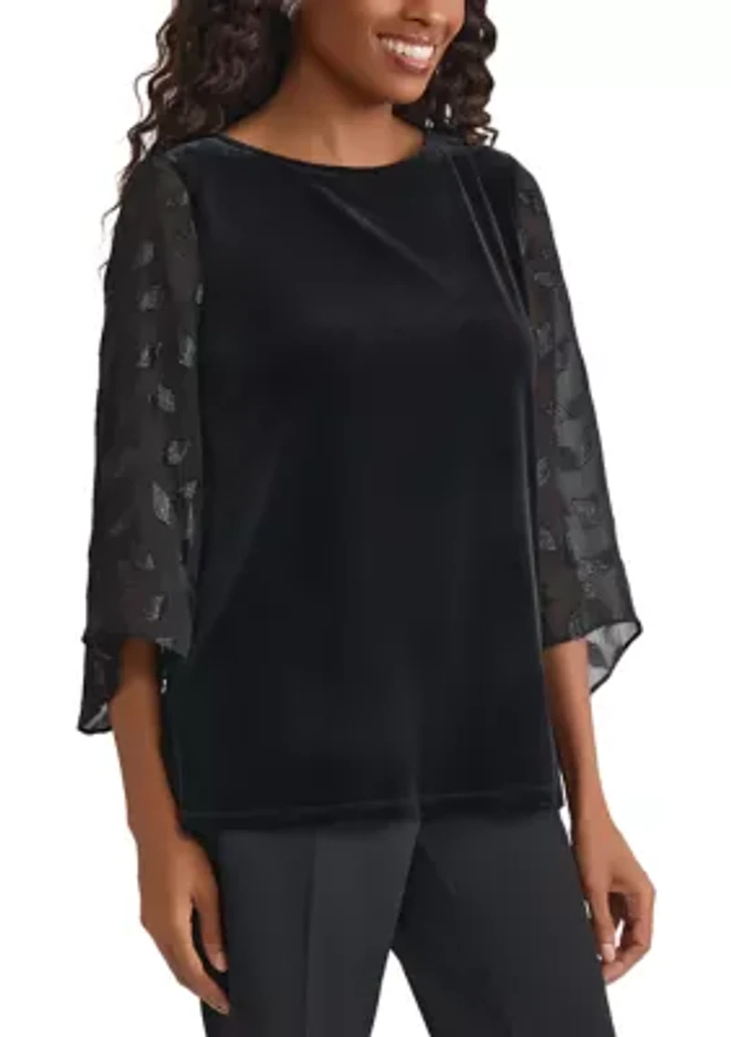 Women's Mixed Media Velvet Top