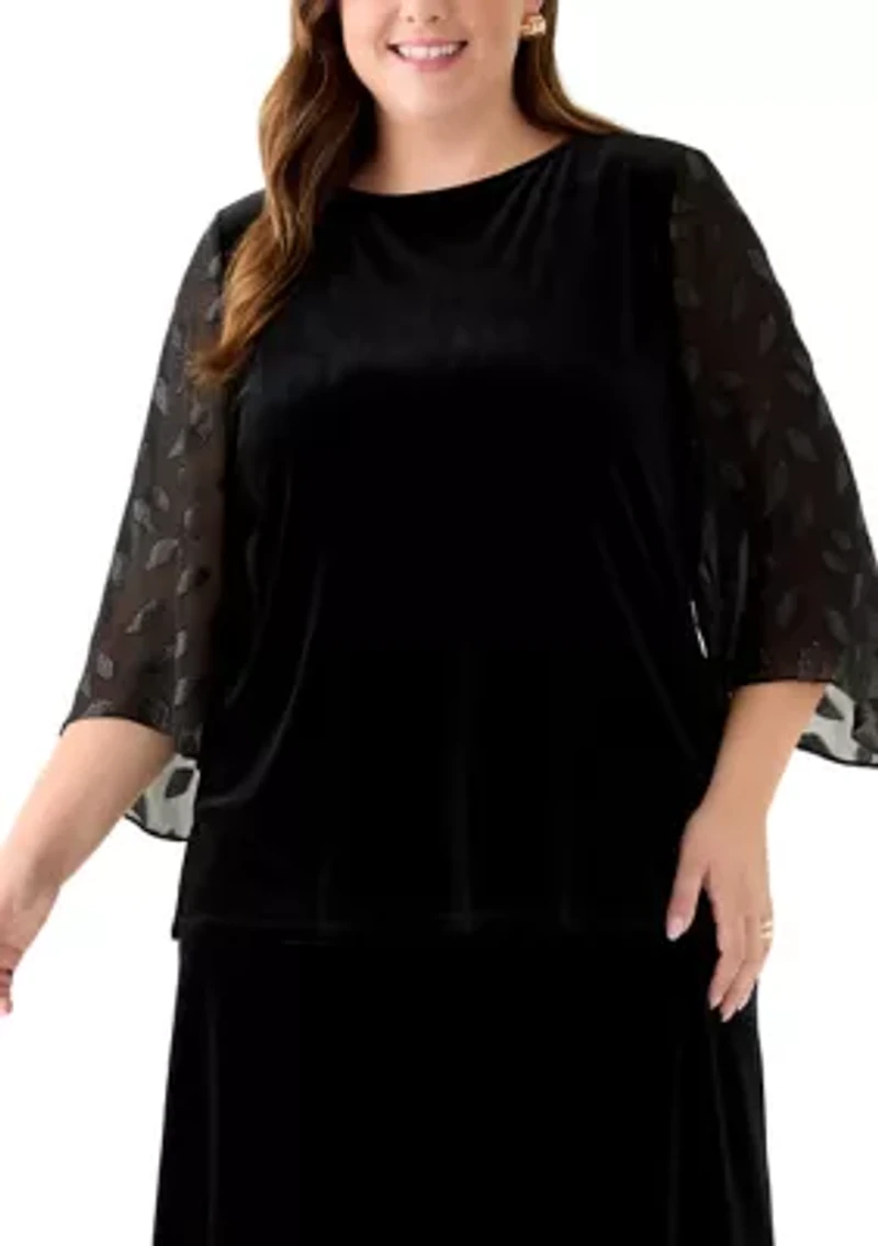 Plus Mixed Media Velvet Top