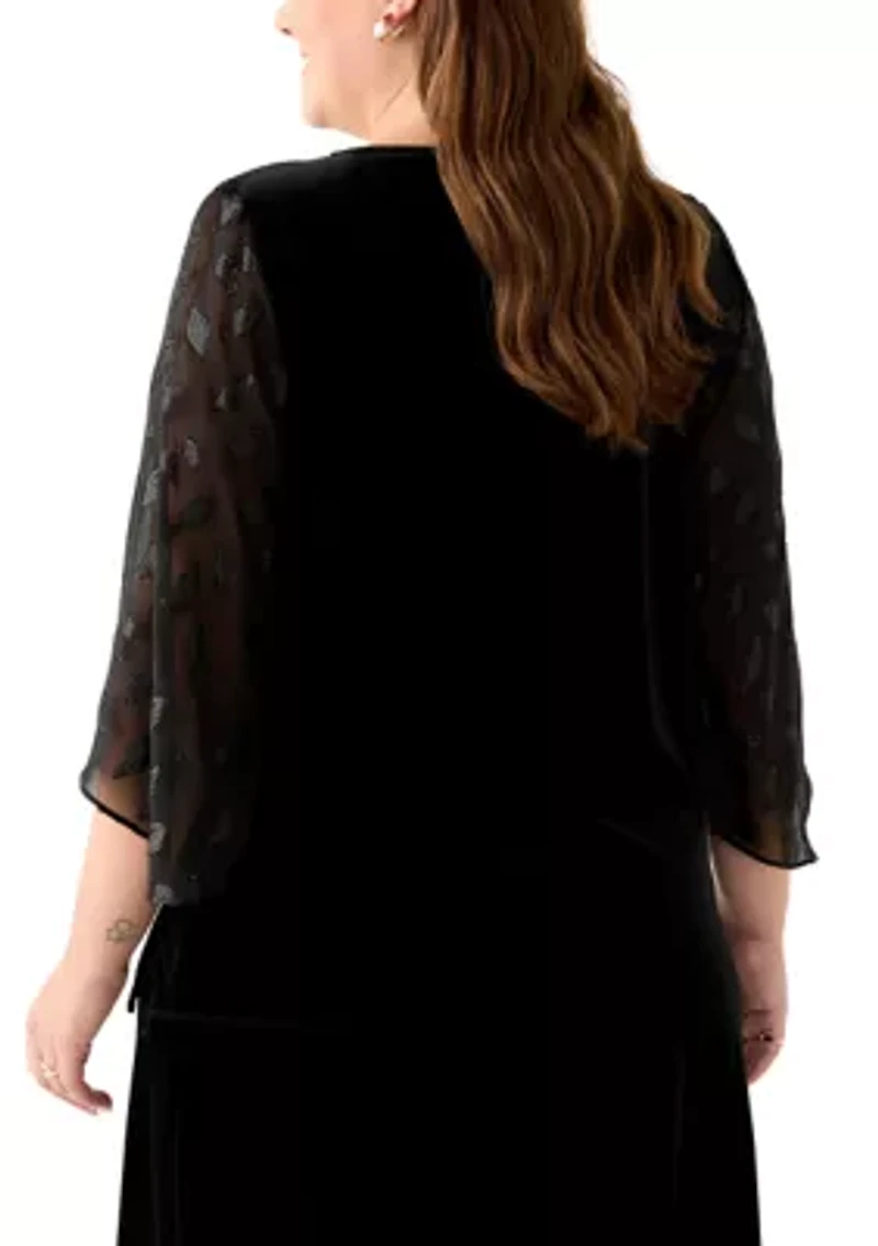 Plus Mixed Media Velvet Top