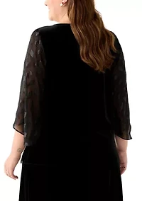 Plus Mixed Media Velvet Top