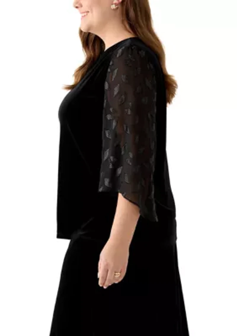 Plus Mixed Media Velvet Top