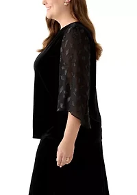 Plus Mixed Media Velvet Top