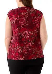 Plus Cap Sleeve Cowl Neck Knit Top