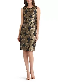 Women's Floral Jacquard Sheath Dress