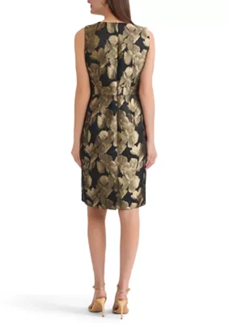 Women's Floral Jacquard Sheath Dress