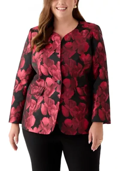 Plus Jacquard Collarless Jacket