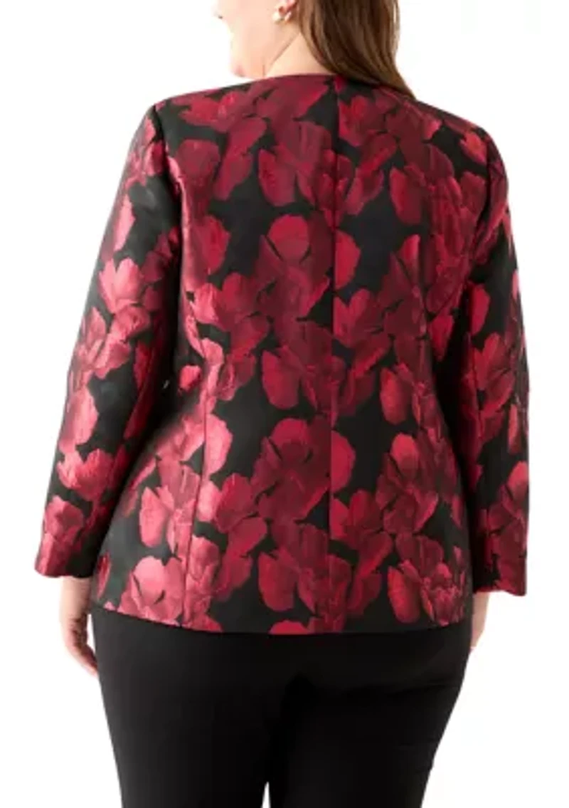 Plus Jacquard Collarless Jacket