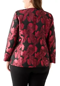 Plus Jacquard Collarless Jacket