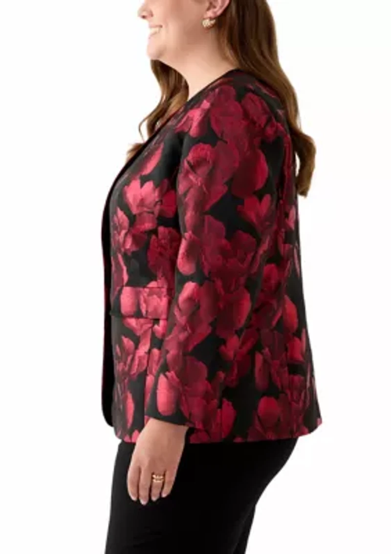 Plus Jacquard Collarless Jacket