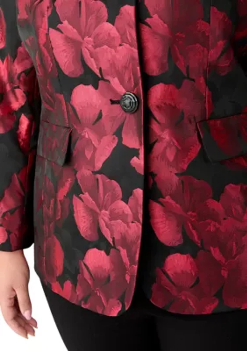 Plus Jacquard Collarless Jacket