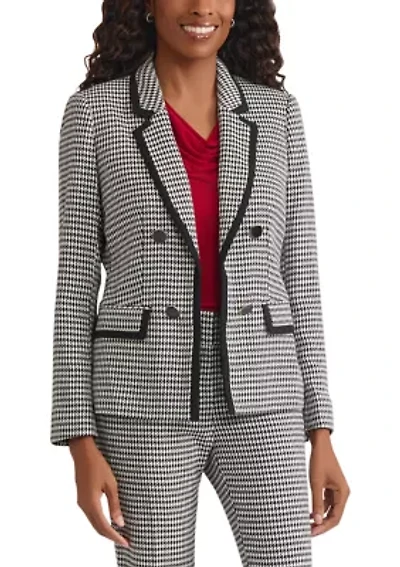 Women's Houndstooth Faux Double Breasted Jacket