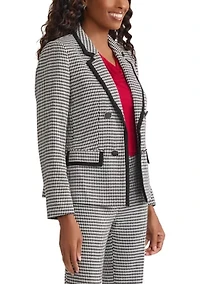 Women's Houndstooth Faux Double Breasted Jacket