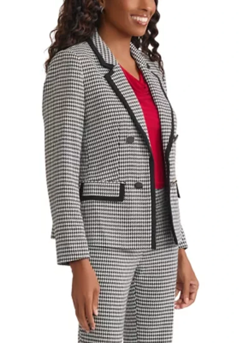 Petite Houndstooth Faux Double Breasted Jacket