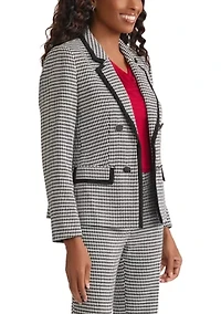 Petite Houndstooth Faux Double Breasted Jacket