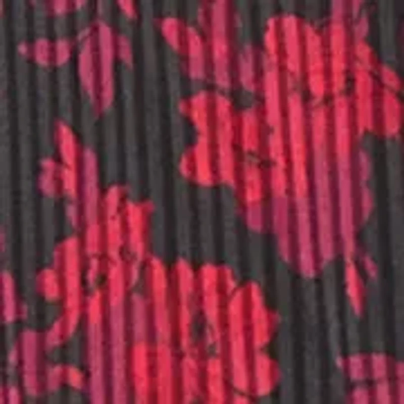 Petite Floral Print Flutter Sleeve Blosue with Velvet Trim