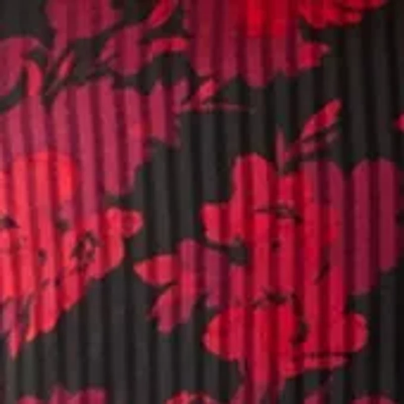 Plus Floral Print Flutter Sleeve Blouse with Velvet Trim