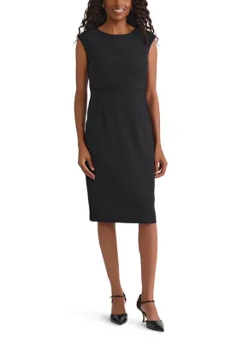 Women's Stretch Crepe Piped Sheath Dress
