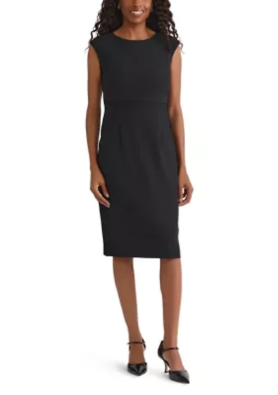 Women's Stretch Crepe Piped Sheath Dress