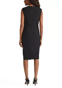 Women's Stretch Crepe Piped Sheath Dress