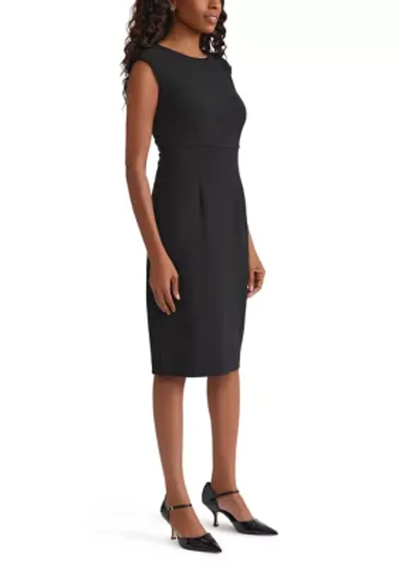 Women's Stretch Crepe Piped Sheath Dress