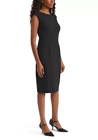 Women's Stretch Crepe Piped Sheath Dress