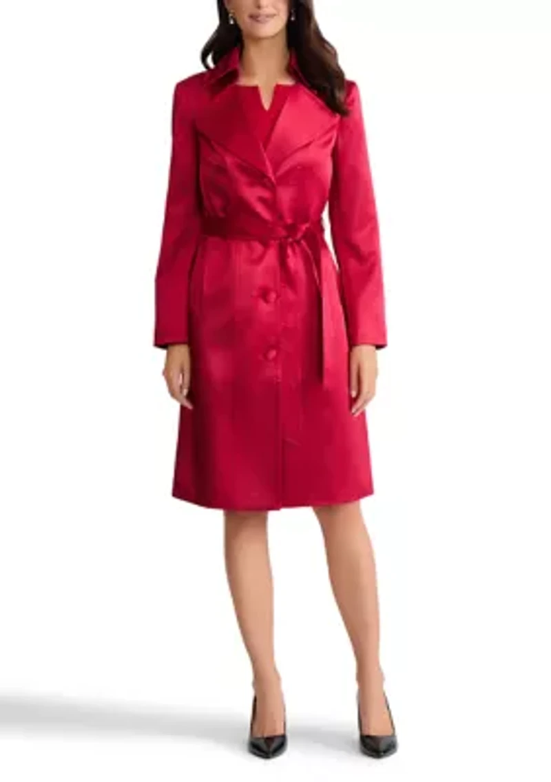 Women's Satin Belted Trench