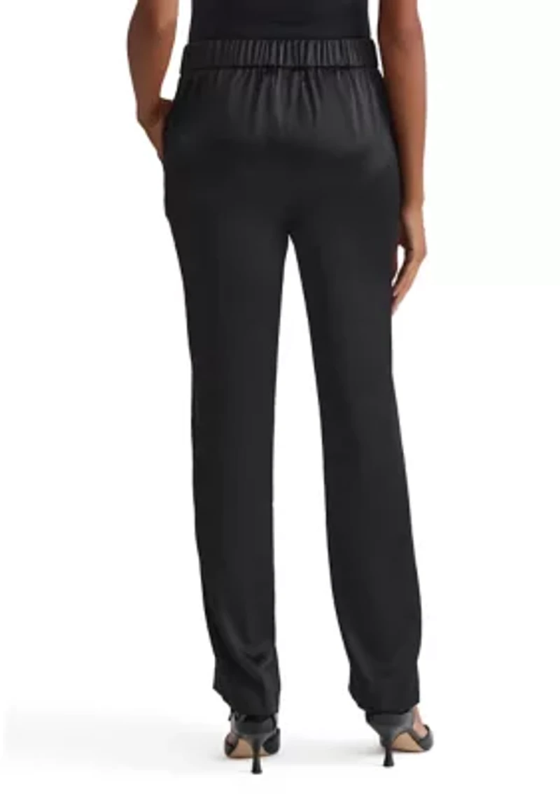 Women's Pull On Elastic Back Satin Pants