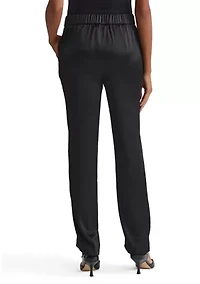 Women's Pull On Elastic Back Satin Pants