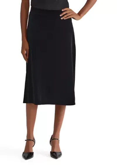 Women's Velvet Pul On Midi Skirt