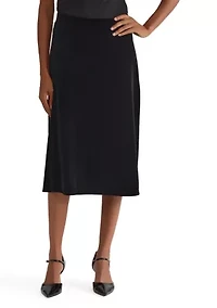 Women's Velvet Pul On Midi Skirt