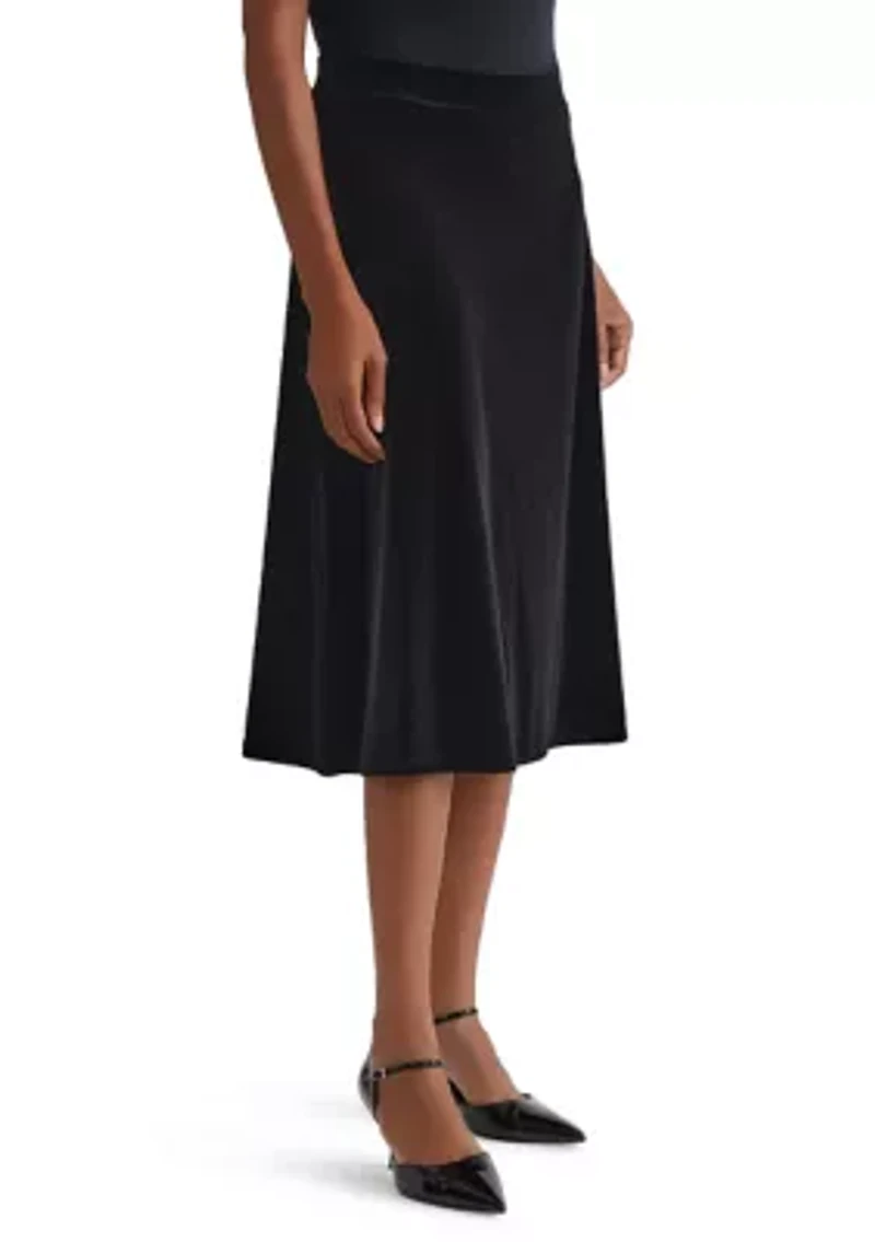 Women's Velvet Pul On Midi Skirt