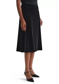 Women's Velvet Pul On Midi Skirt