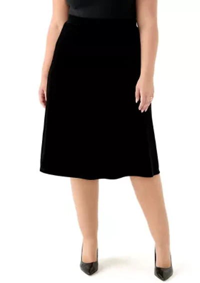 Plus Velvet Pull On Midi Skirt