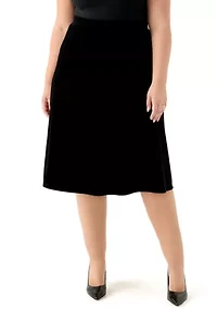 Plus Velvet Pull On Midi Skirt