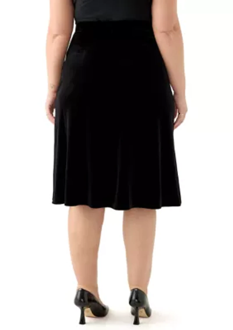 Plus Velvet Pull On Midi Skirt