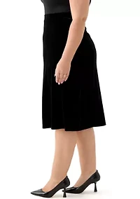 Plus Velvet Pull On Midi Skirt
